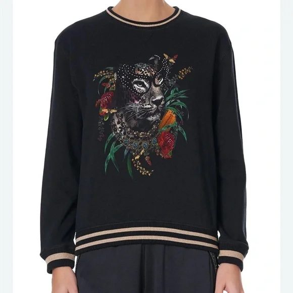 NWT CAMILLA , Large , Botanical Chronicles round neck embellished sweatshirt - Picture 1 of 9